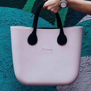 O Bag Pink Tote with Black Handles